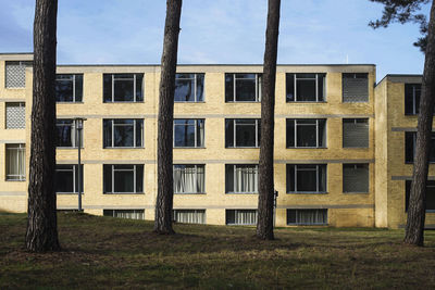 Low angle view of bauhaus-style school listed as world heritage site