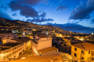 High angle view of townscape against sky