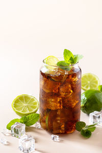 Close-up of drink served on table