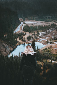 Rear view of woman looking at view