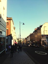 City street along buildings