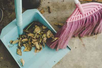 Close up of broom and dustpan clean