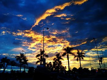 Low angle view of silhouette trees against sky during sunset