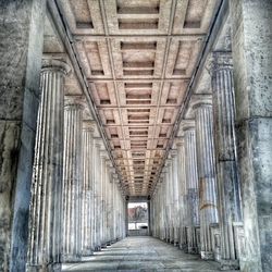 Narrow walkway along walls