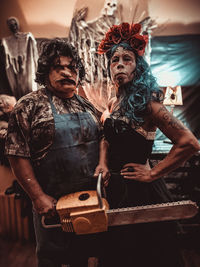 Portrait of husband and wife in halloween costume