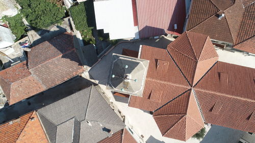 High angle view of buildings in city