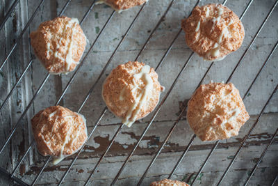 Close-up of biscuits on baking sheet