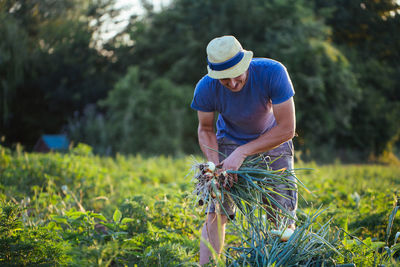 Man working on field