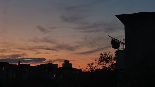 Low angle view of silhouette buildings against sky during sunset