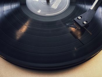 High angle view of gramophone