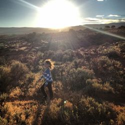 Woman standing on mountain landscape