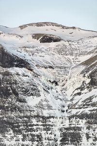 Aerial view of snowcapped mountain against sky