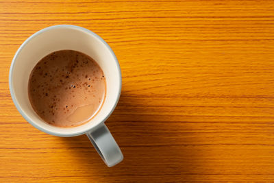 High angle view of coffee on table