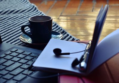 Coffee cup on table