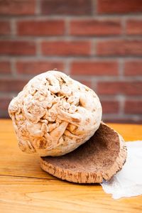Close-up of food on wooden table