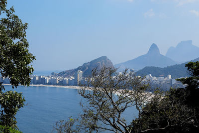 Landscape of copacabana beach from duque de caixas fort, leme, rio de janeiro, brazil