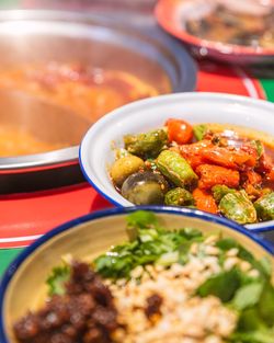 High angle view of meal served in plate