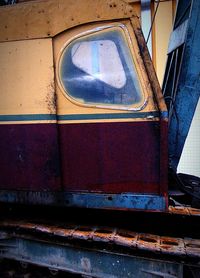 Close-up of train window