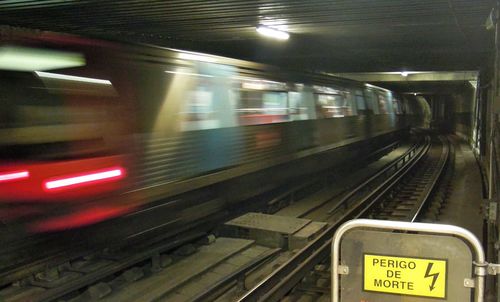 Train at railroad station platform