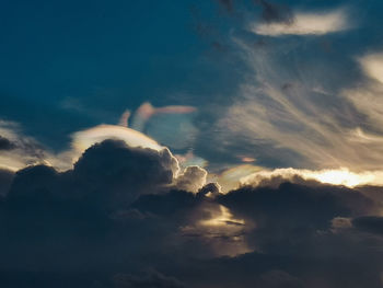 Low angle view of clouds in sky during sunset