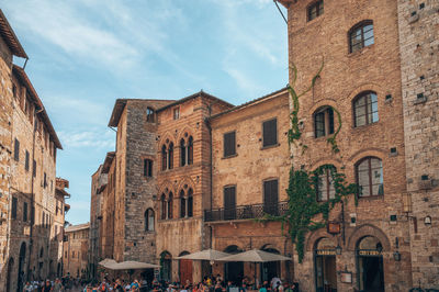 Low angle view of buildings against sky