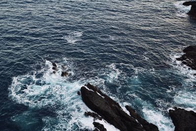 High angle view of sea waves