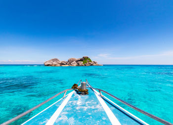 Scenic view of sea against blue sky