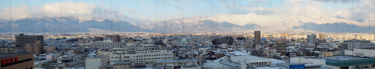 High angle view of townscape against sky