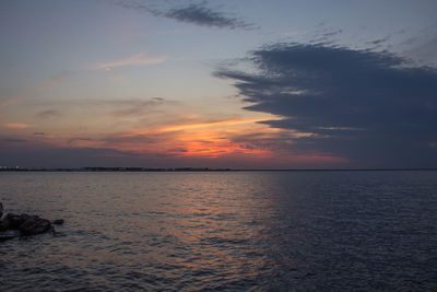 Scenic view of sea at sunset