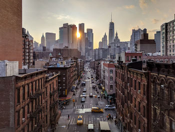 View of skyscrapers in city