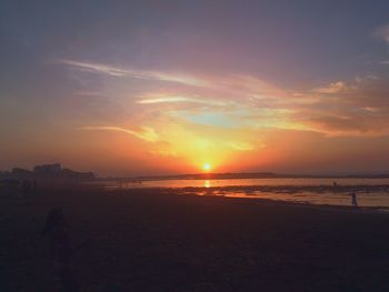 Scenic view of calm sea at sunset