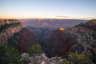 Scenic view of mountains at grand canyon national park during sunrise