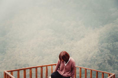 Rear view of woman looking at view