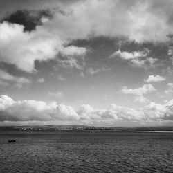 Scenic view of sea against cloudy sky