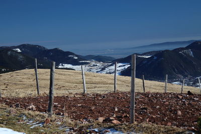 Scenic view of mountains against sky