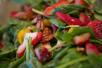 Close-up of chopped fruits
