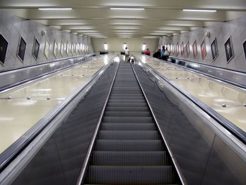 High angle view of escalator at subway station