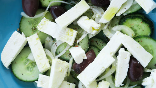 Close-up of chopped vegetables in plate