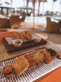 Close-up of food on table