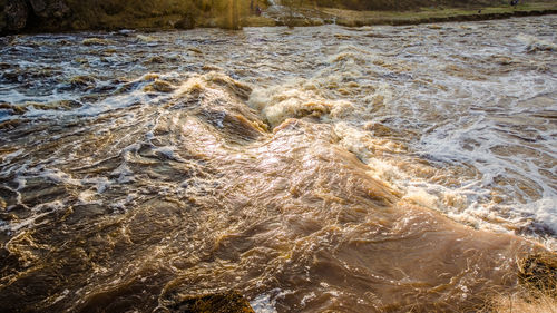 High angle view of flowing water