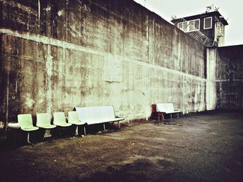 Empty benches in the dark