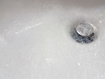 High angle view of bubbles in snow