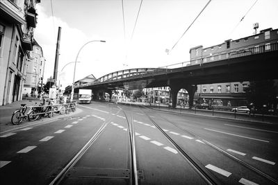 Railroad tracks in city