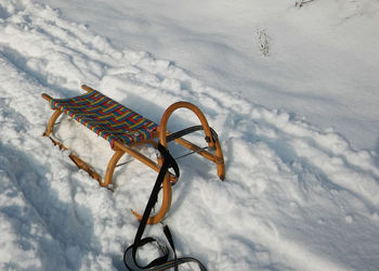 Bicycles on snow covered landscape