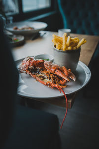 Close-up of food in plate on table