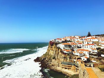 Scenic view of sea against clear sky