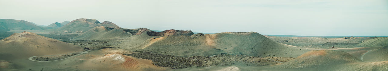 Panoramic view of landscape and mountains against sky