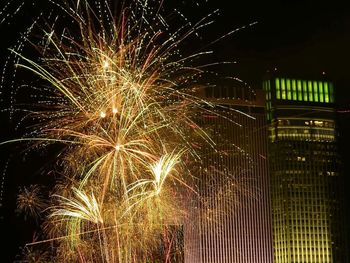 Firework display at night