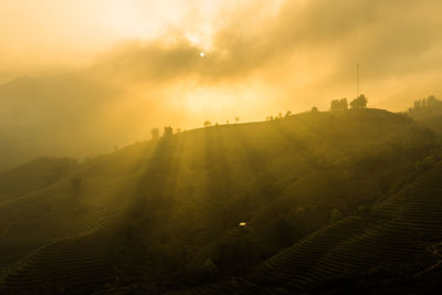 Scenic view of landscape against sky during sunset