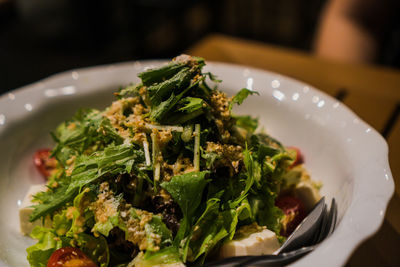 Close-up of meal served in plate